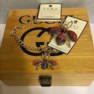 Vera New York Gold Bee Necklace and Ring Set